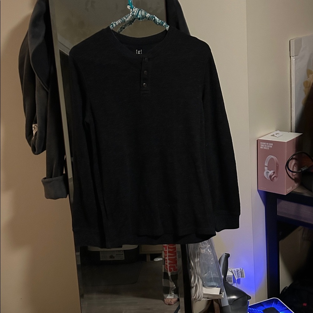 Mens George Thermal Henley dark gray Size Small Shirt Long Sleeve Top
